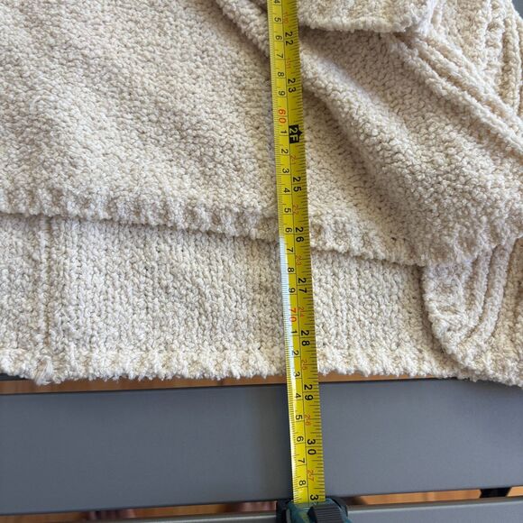 Free People Sweater Womens M/L Ivory Knitted Side Slit Asymmetrical Zip Cozy - Picture 6 of 9